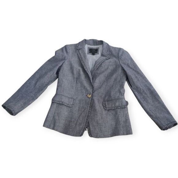 NWOT J. Crew Regent Chambray Blazer with Single Button - Picture 2 of 10